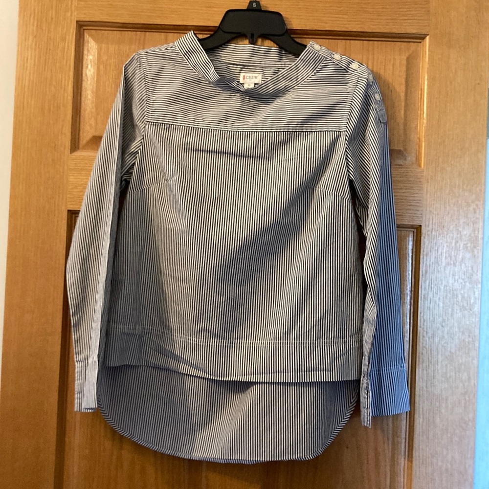 Striped boat neck hi low long sleeve shirt